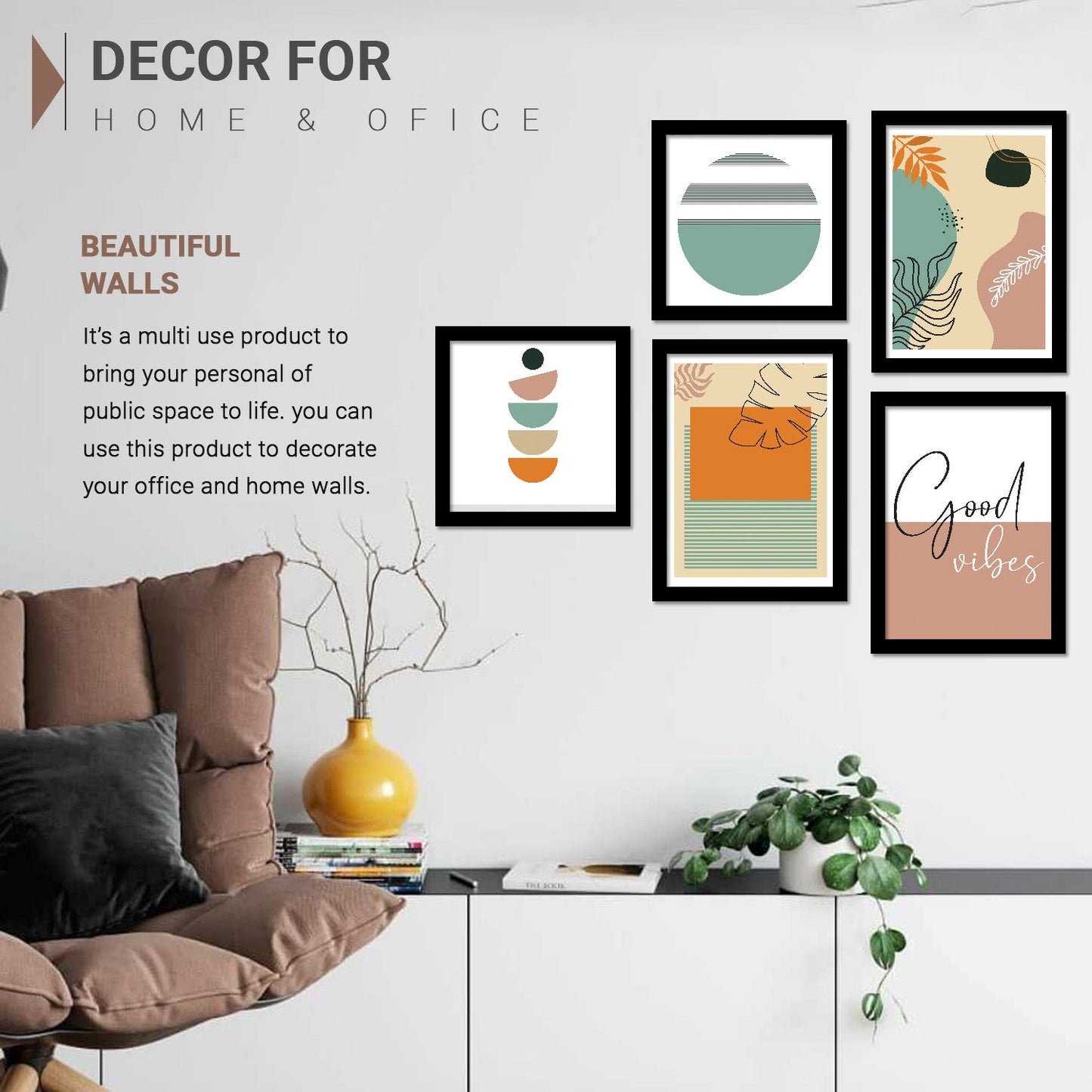 Modern Art Framed Wall Painting Poster for Living room Bedroom Office Gifts Home Decoration