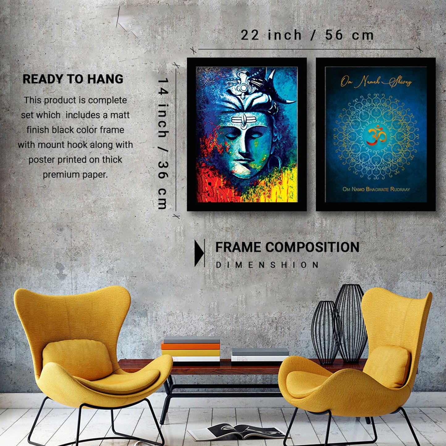 Lord Shiv in Peace Wall Art with Frame for Wall Decor