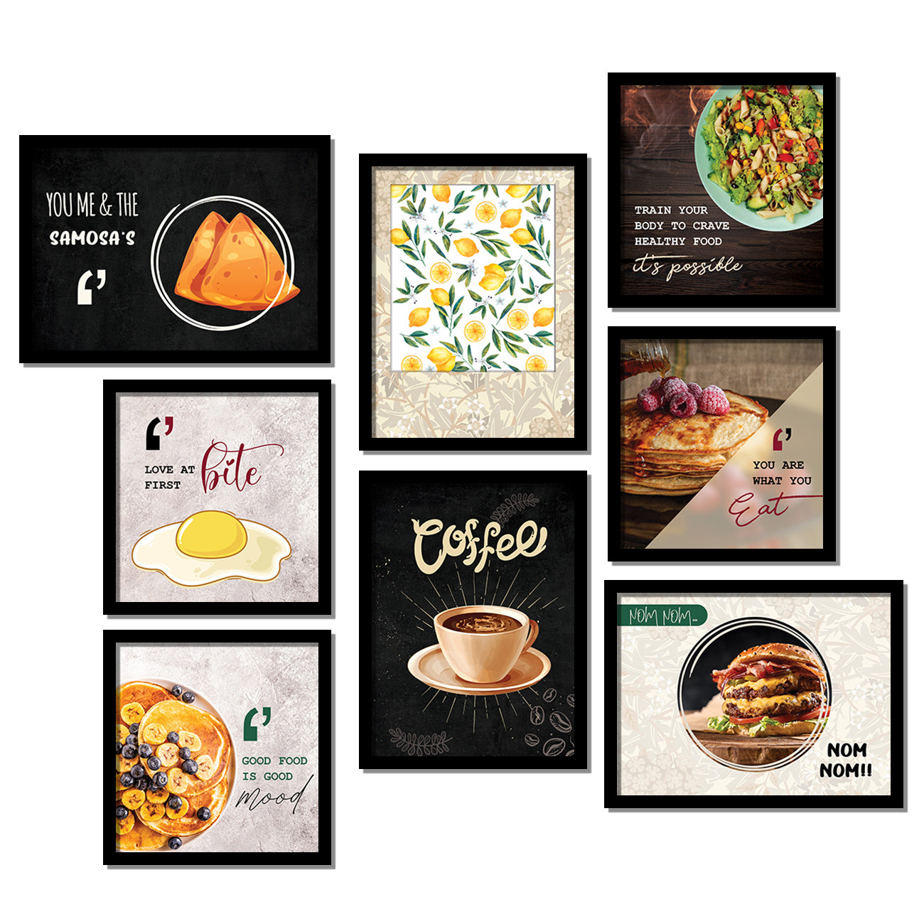 Caffe, Restaurant, Kitchen Wall Decor Frames (Set of 8)