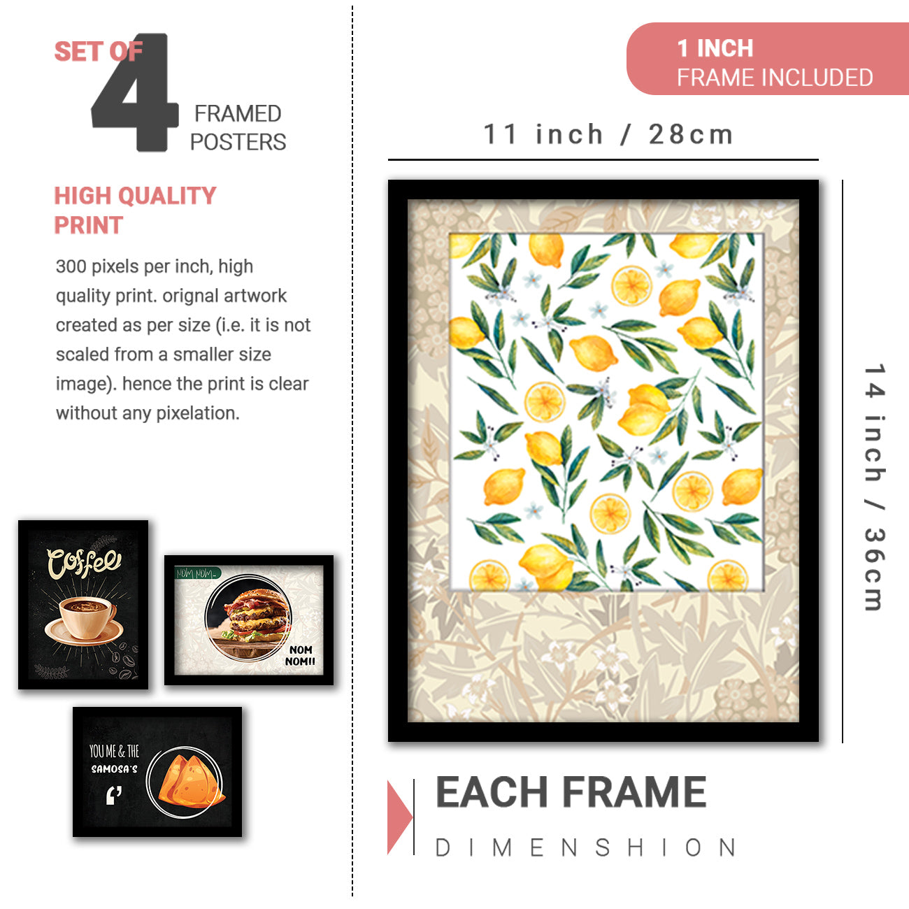 Caffe, Restaurant, Kitchen Wall Decor Frames (Set of 8)