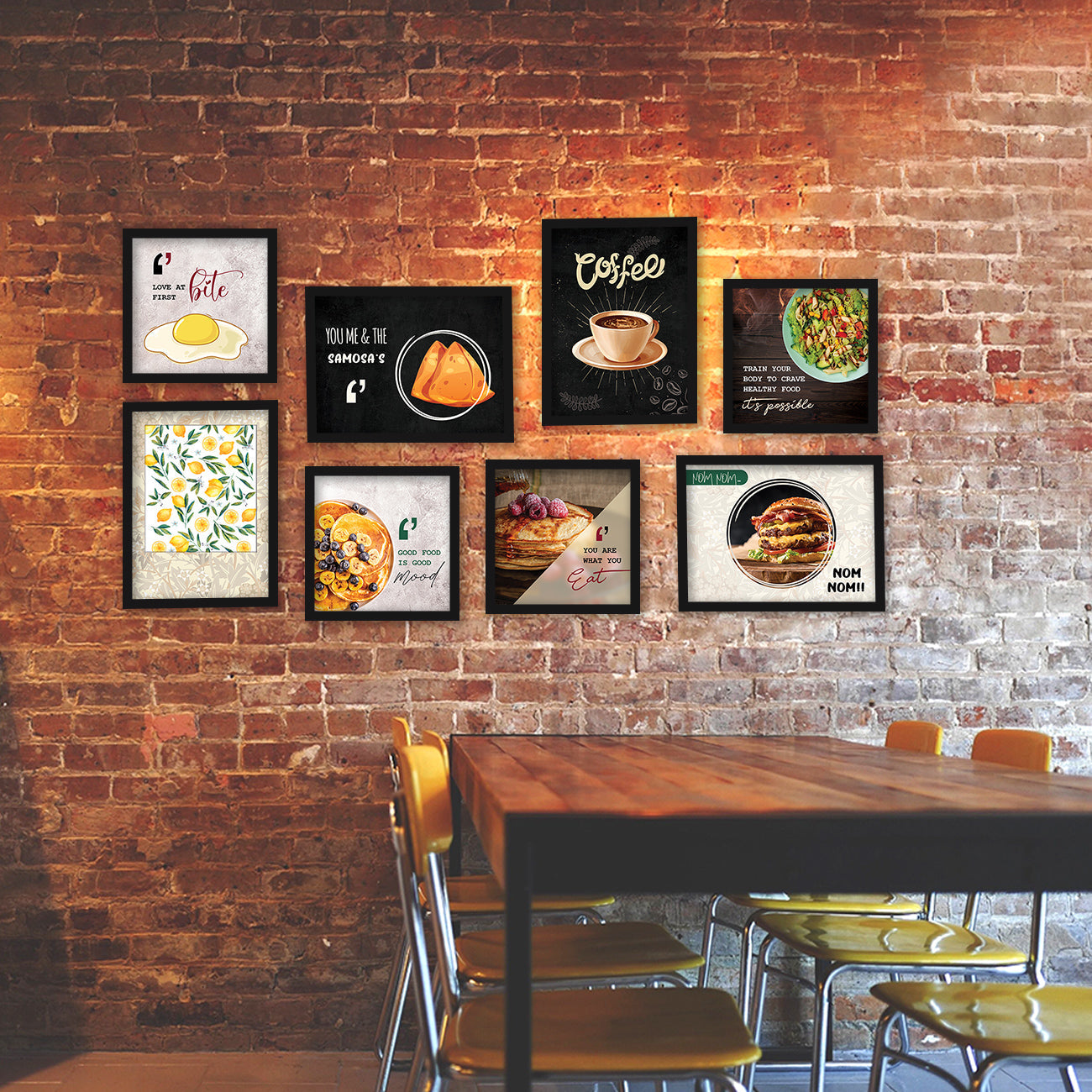 Caffe, Restaurant, Kitchen Wall Decor Frames (Set of 8)
