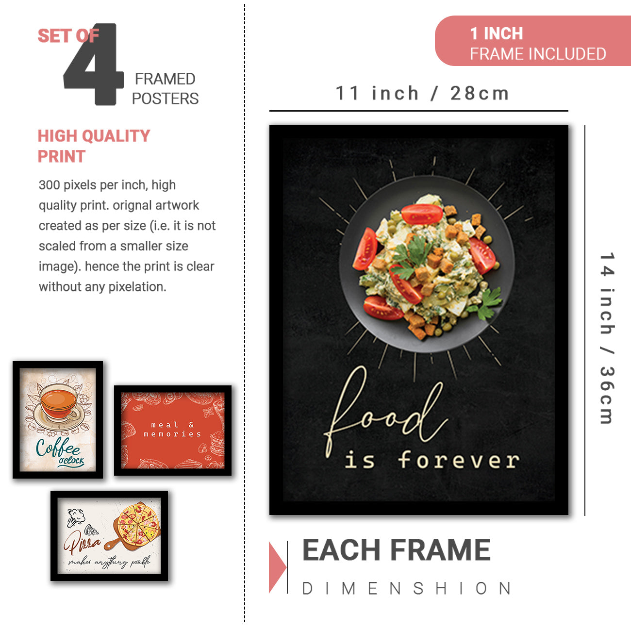Caffe, Restaurant, Kitchen Wall Decor Frames (Set of 8)