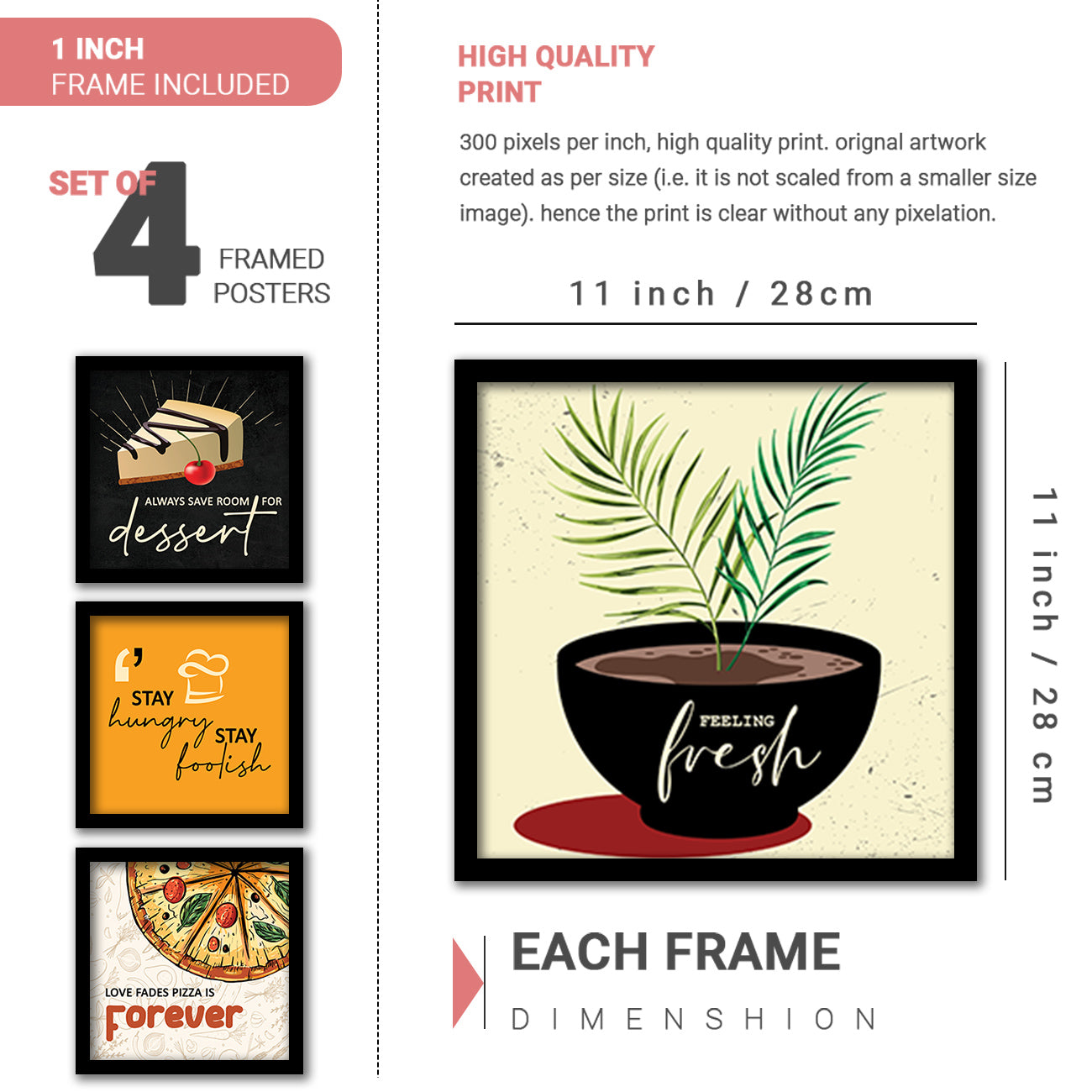 Caffe, Restaurant, Kitchen Wall Decor Frames (Set of 8)