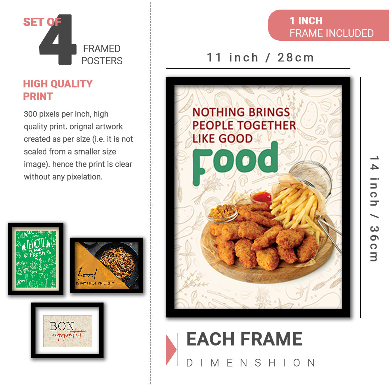 Caffe, Restaurant, Kitchen Wall Decor Frames (Set of 8)