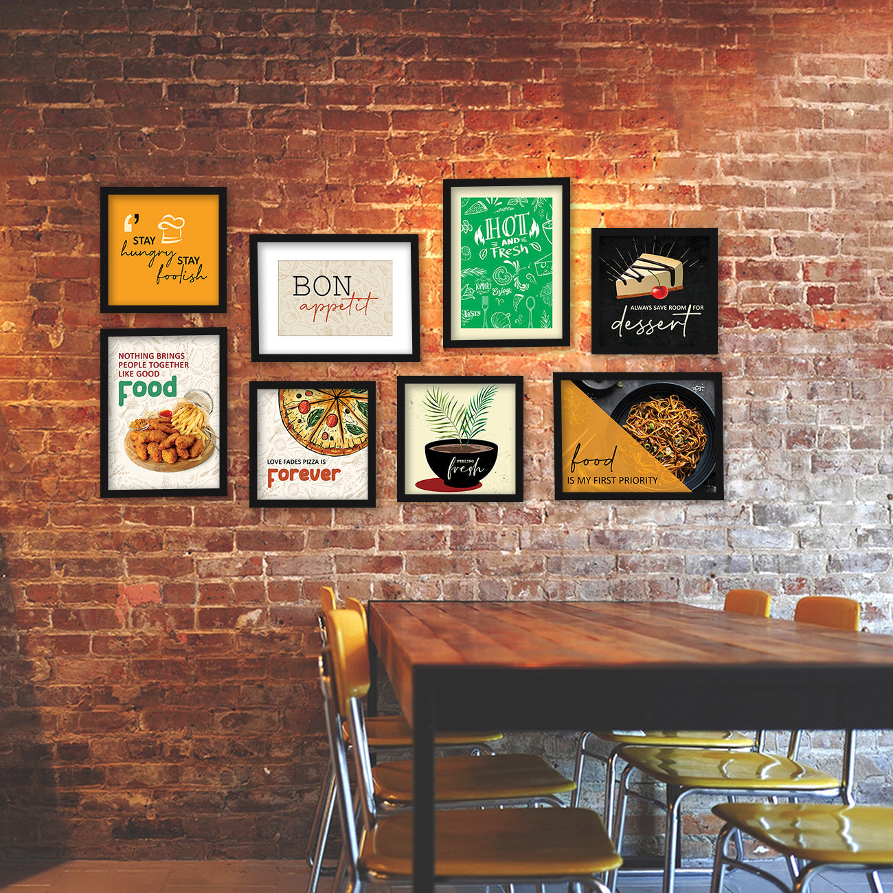 Caffe, Restaurant, Kitchen Wall Decor Frames (Set of 8)