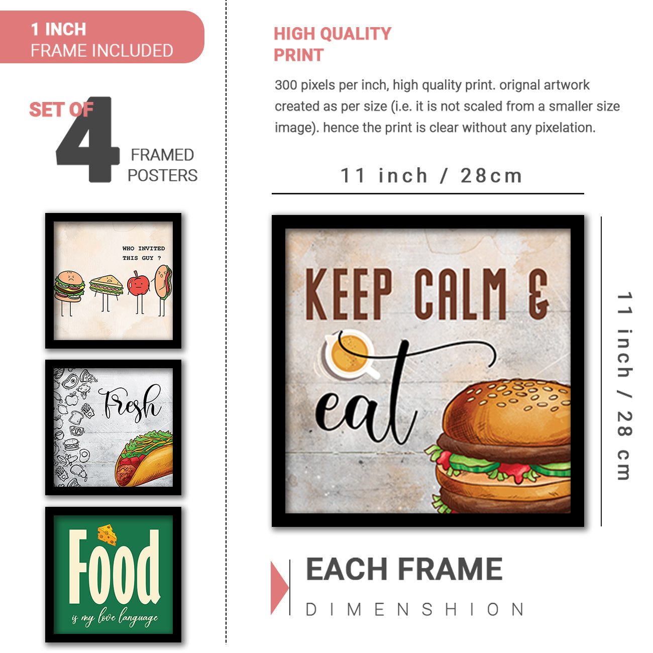 Caffe, Restaurant, Kitchen Wall Decor Frames (Set of 8)