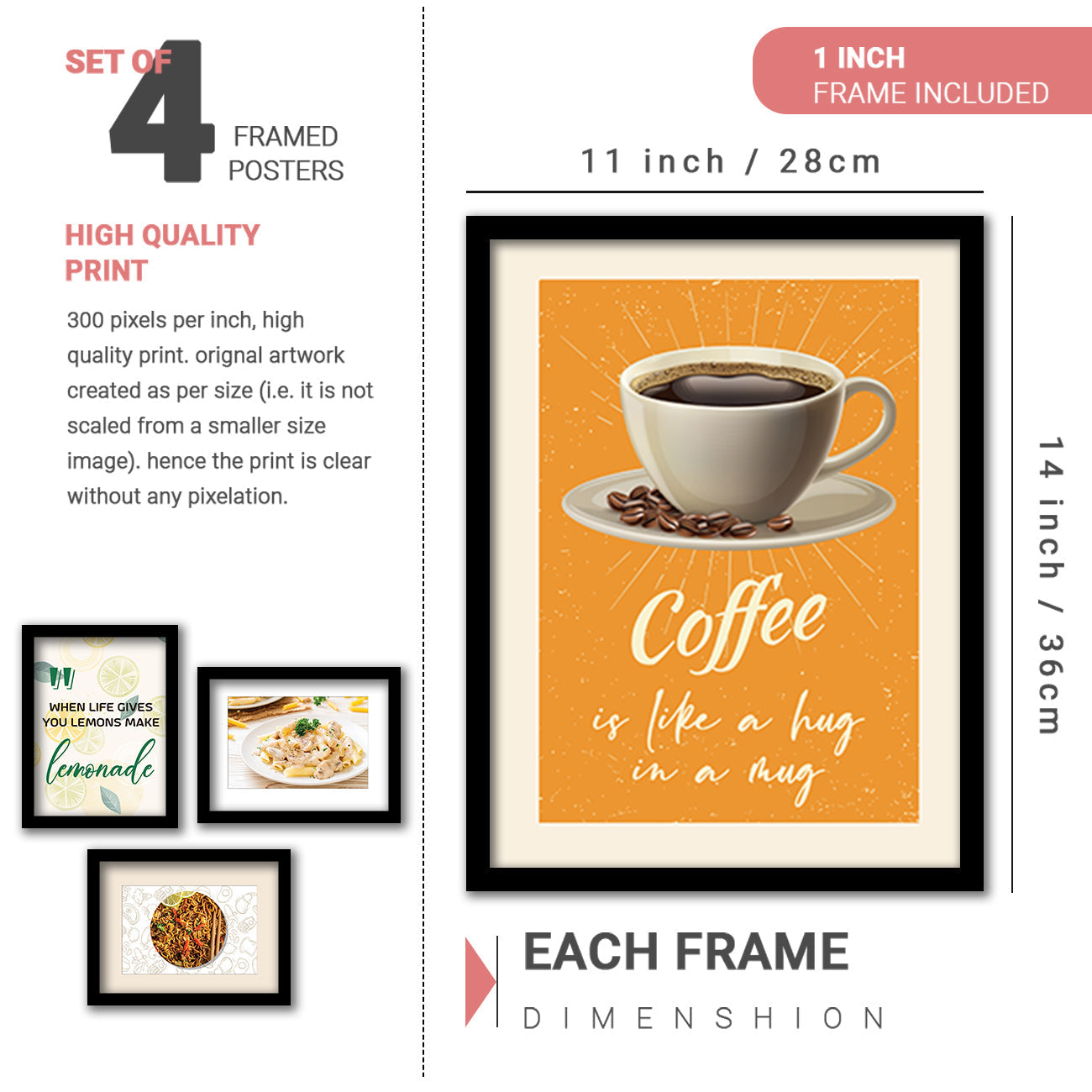 Caffe, Restaurant, Kitchen Wall Decor Frames (Set of 8)