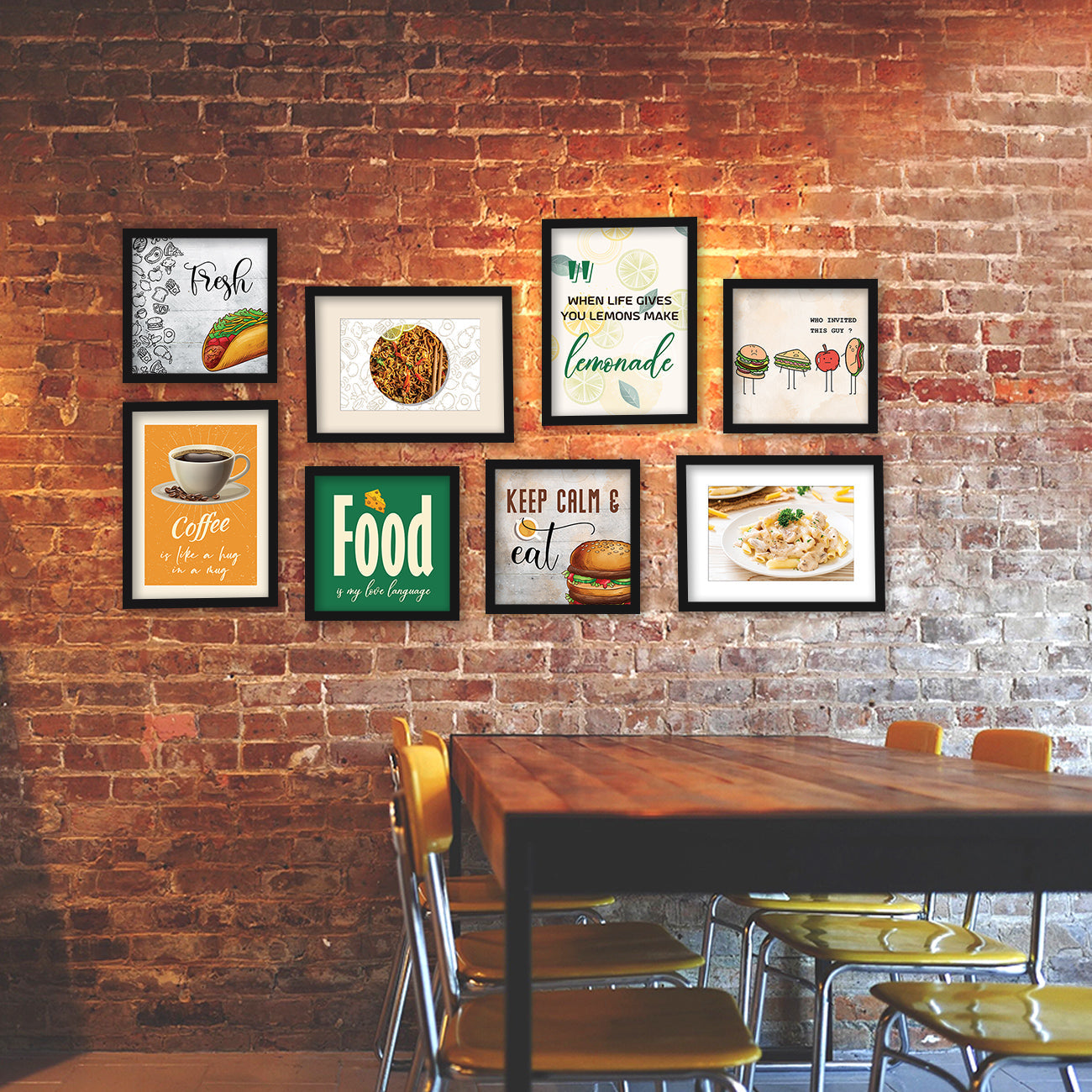 Caffe, Restaurant, Kitchen Wall Decor Frames (Set of 8)