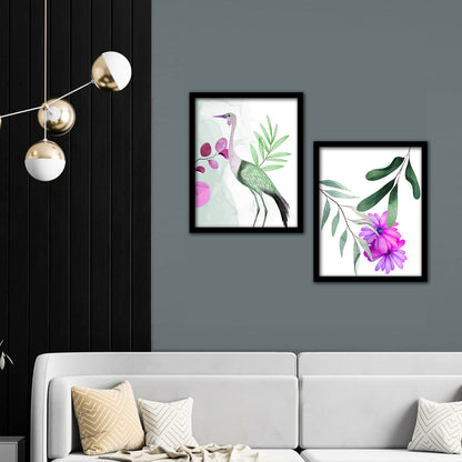 Modern Art Framed Wall Painting Poster for Living room Bedroom Office Gifts Home Decoration Set Of 2