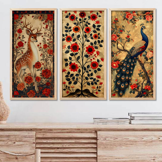 Traditional Indian Madhubani Art with Frame for Home and Office Wall Decor