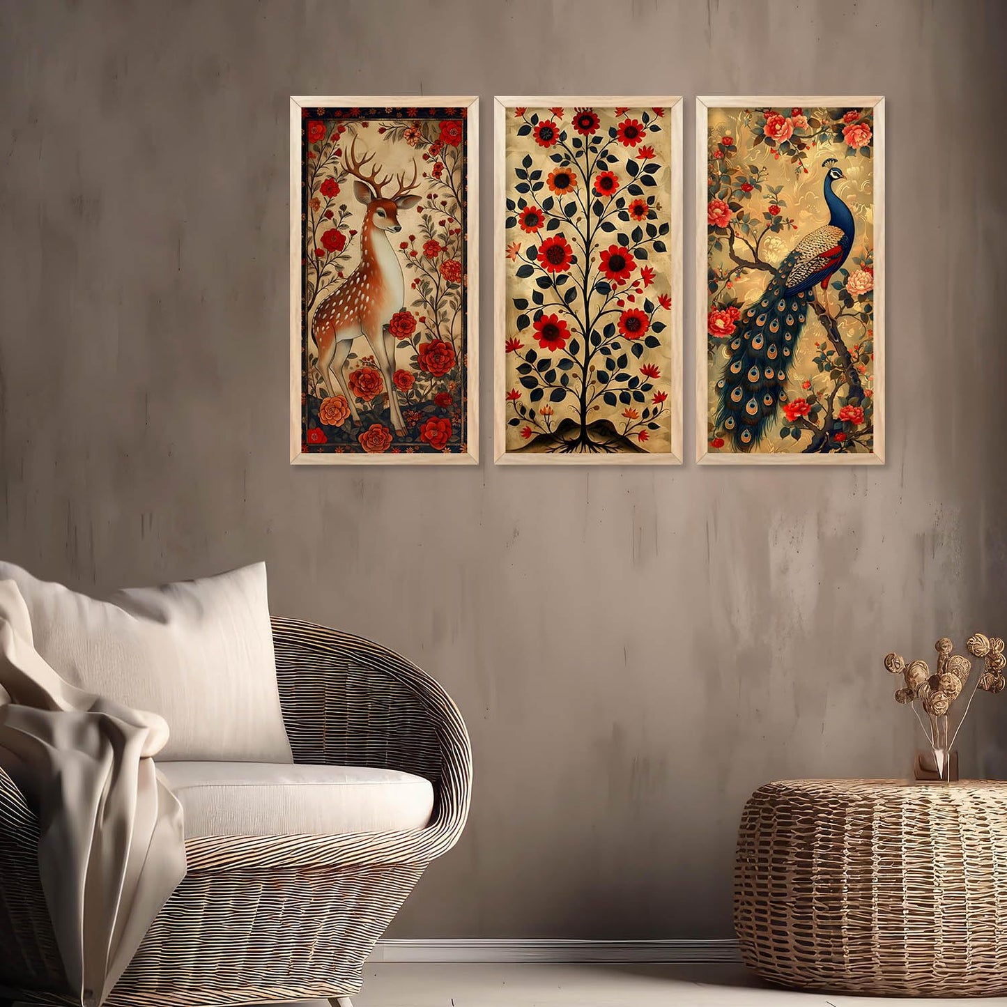 Traditional Indian Madhubani Art with Frame for Home and Office Wall Decor