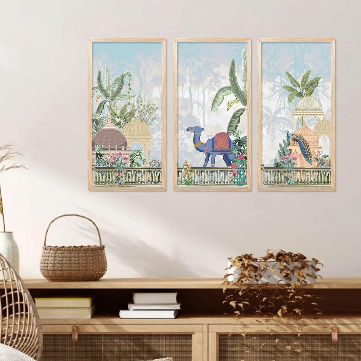 Traditional Indian Pichwai Art with Frame for Home and Office Wall Decor