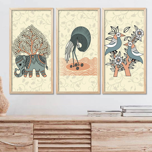 Gond Wall Art Poster with Frame for Wall Decor