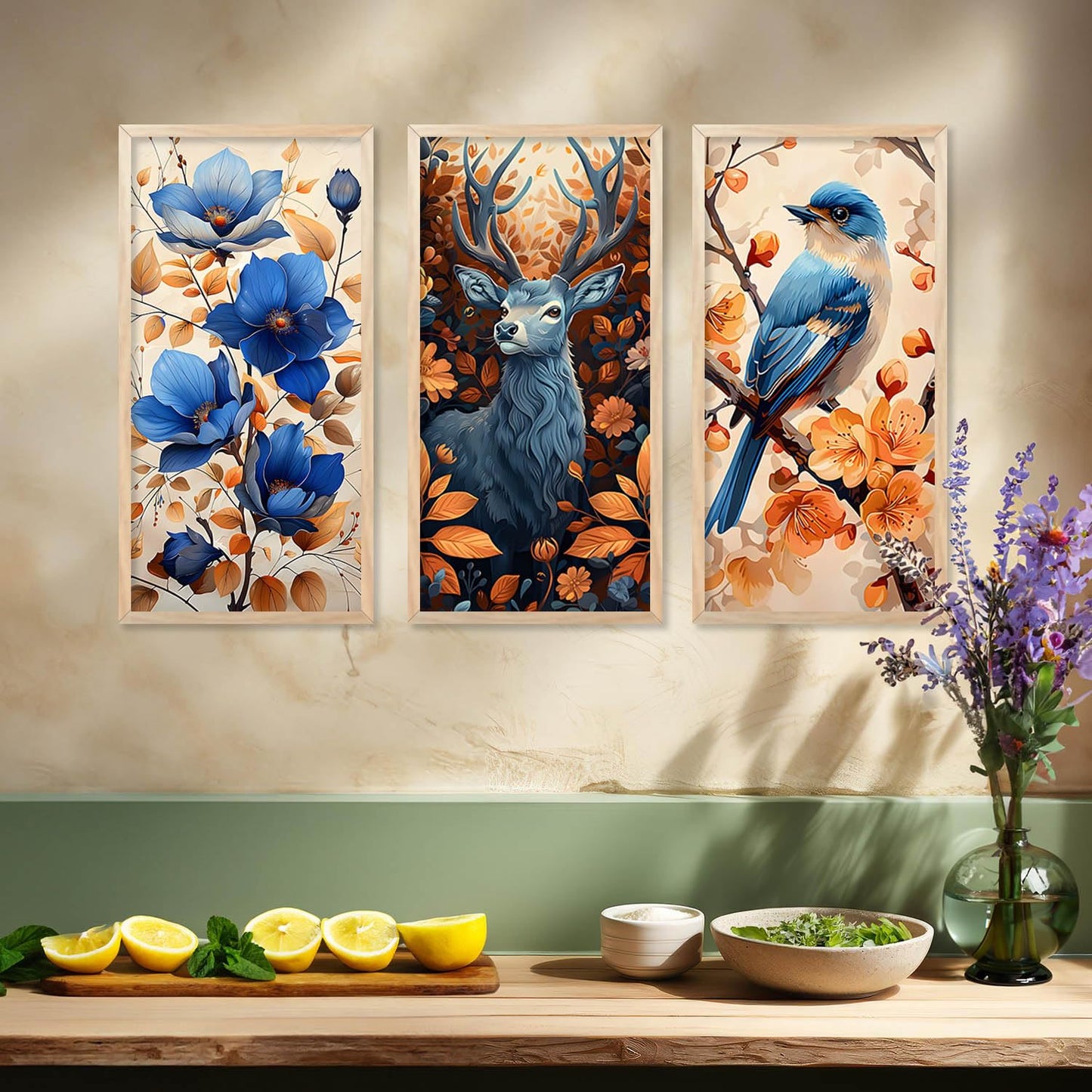 Vibrant Nature Inspired Art Posters with Frame for Home and Office Wall Decor