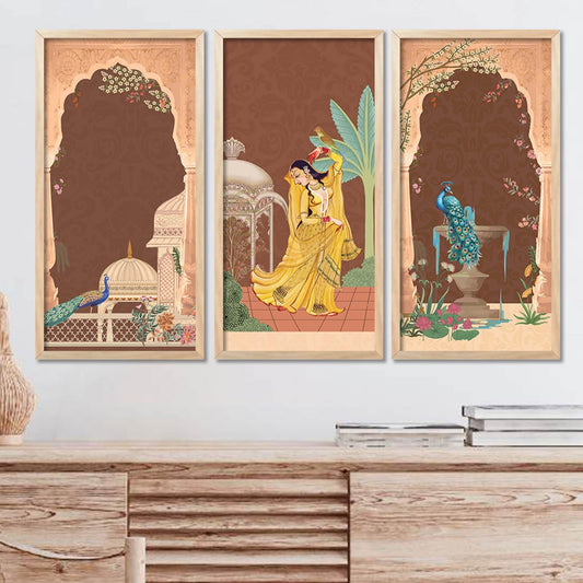 Traditional Indian Pichwai Art with Frame for Home and Office Wall Decor