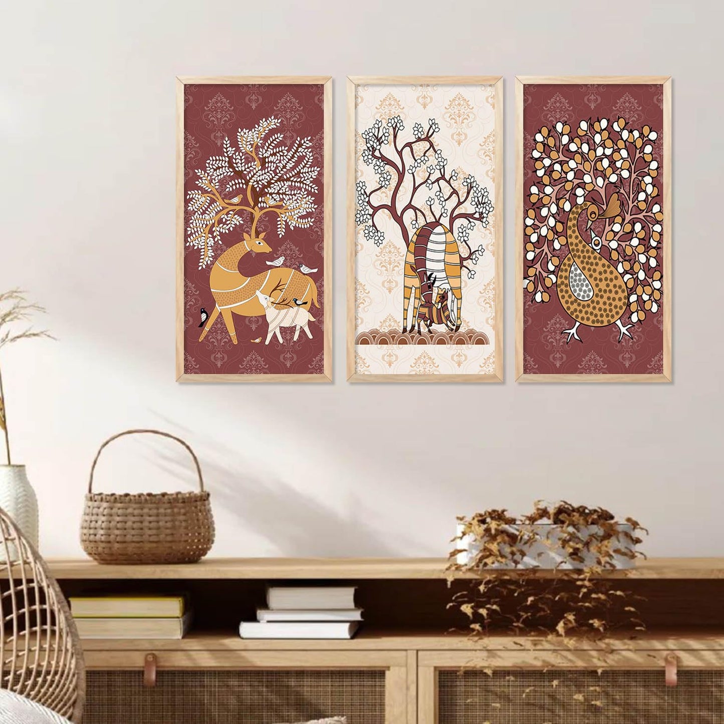 Gond Wall Art Poster with Frame for Wall Decor