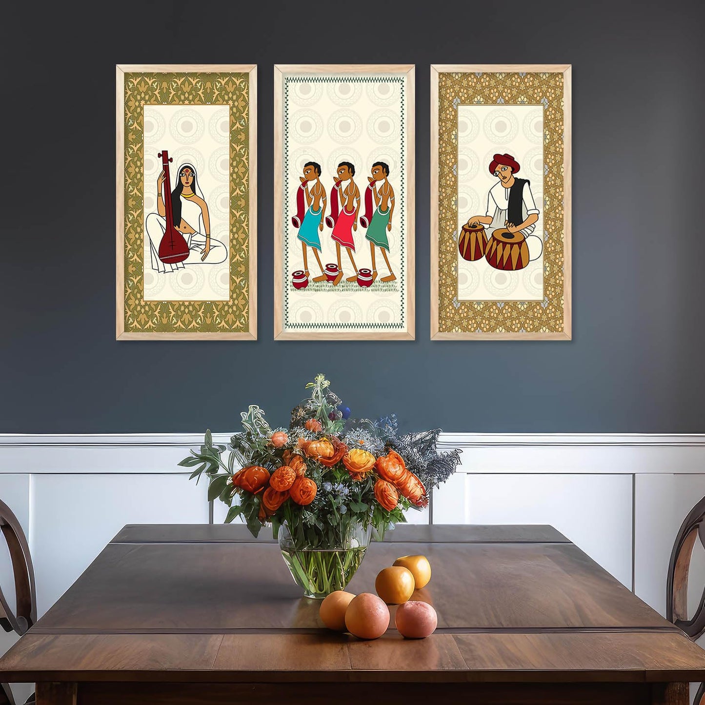 Traditional Indian Wall Art Poster with Frame for Wall Decor