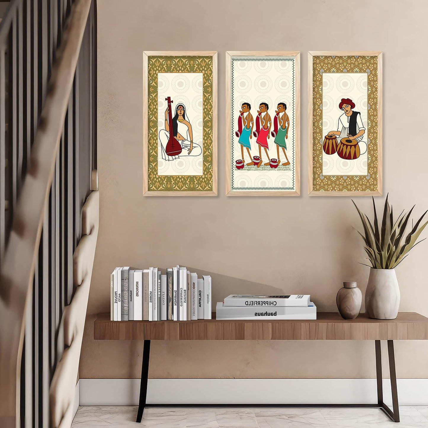 Traditional Indian Wall Art Poster with Frame for Wall Decor