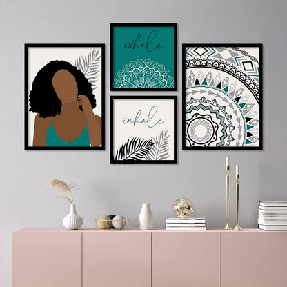 Wall Decor Modern Art Framed Wall Painting Poster for Living room Bedroom Office Gifts Home Decoration Frame In Black (Set of 4) 11x14 Inches