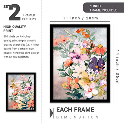 Modern Art Framed Wall Painting Poster for Living room Bedroom Office Gifts Home Decoration Set Of 2