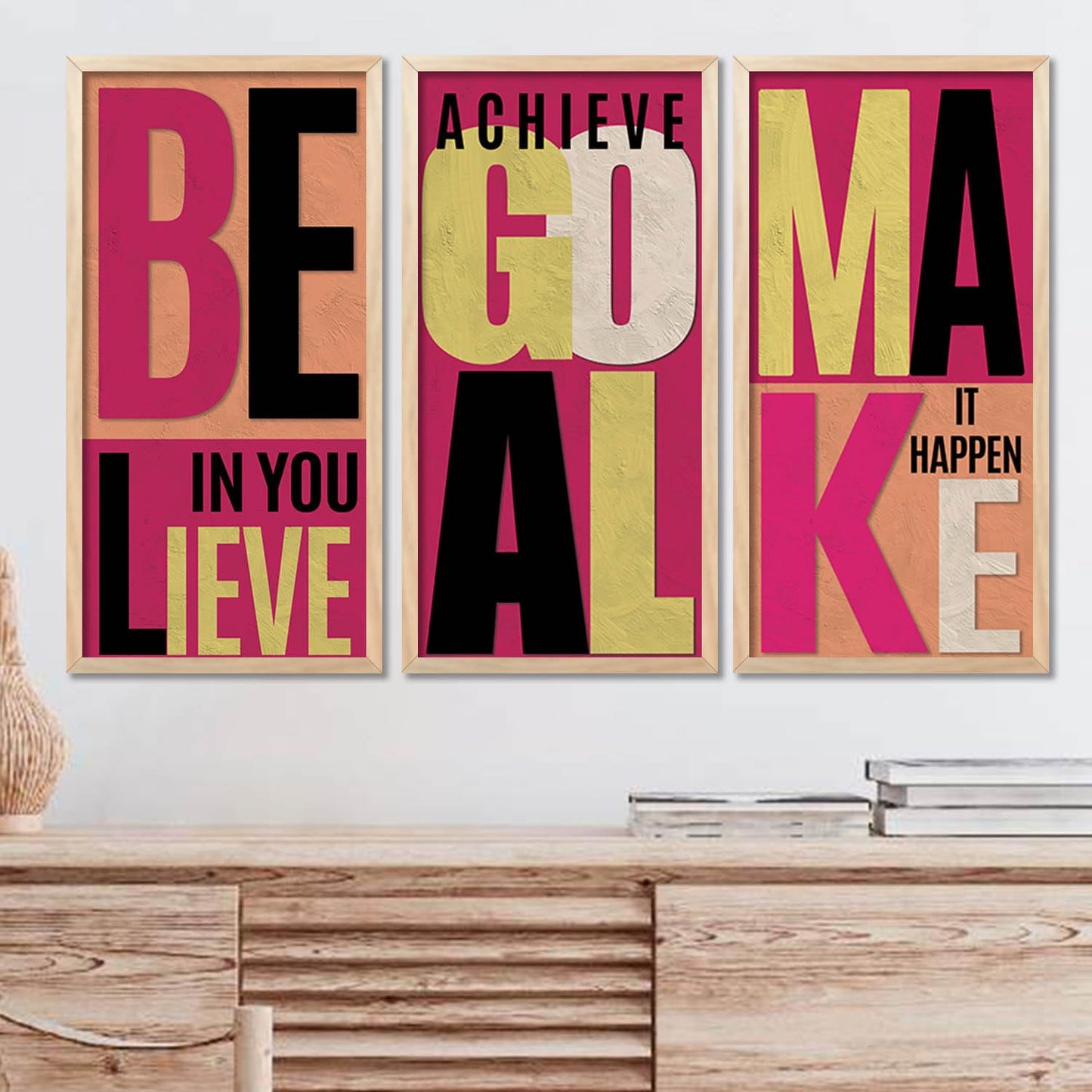 Motivational Quotes Posters with Frame for Home and Office Wall Decor