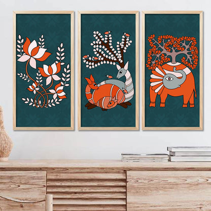 Gond Wall Art Poster with Frame for Wall Decor