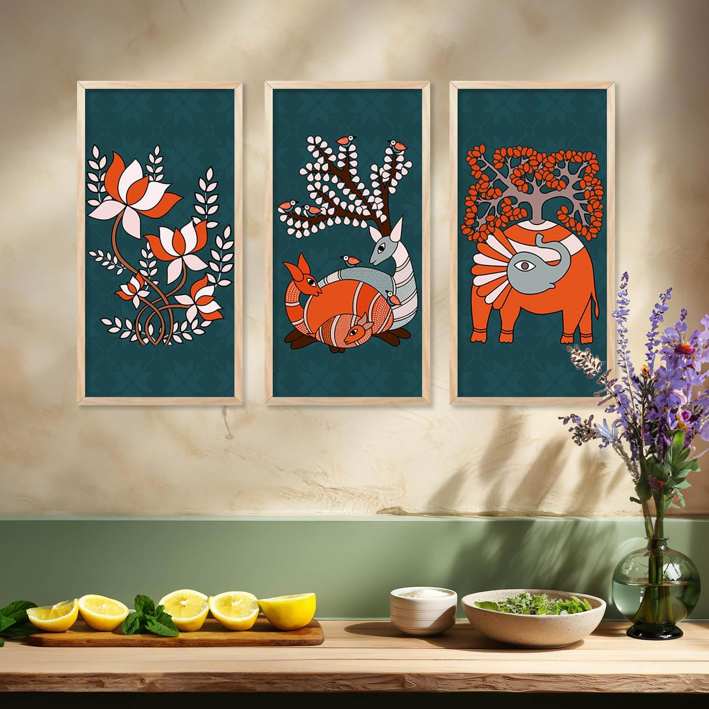 Gond Wall Art Poster with Frame for Wall Decor