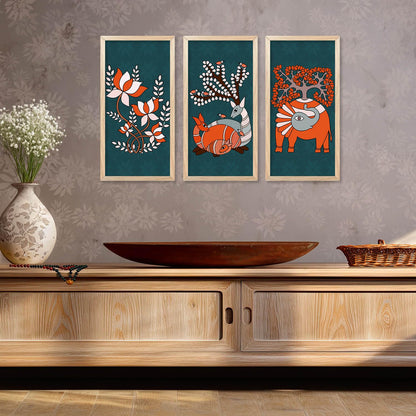 Gond Wall Art Poster with Frame for Wall Decor