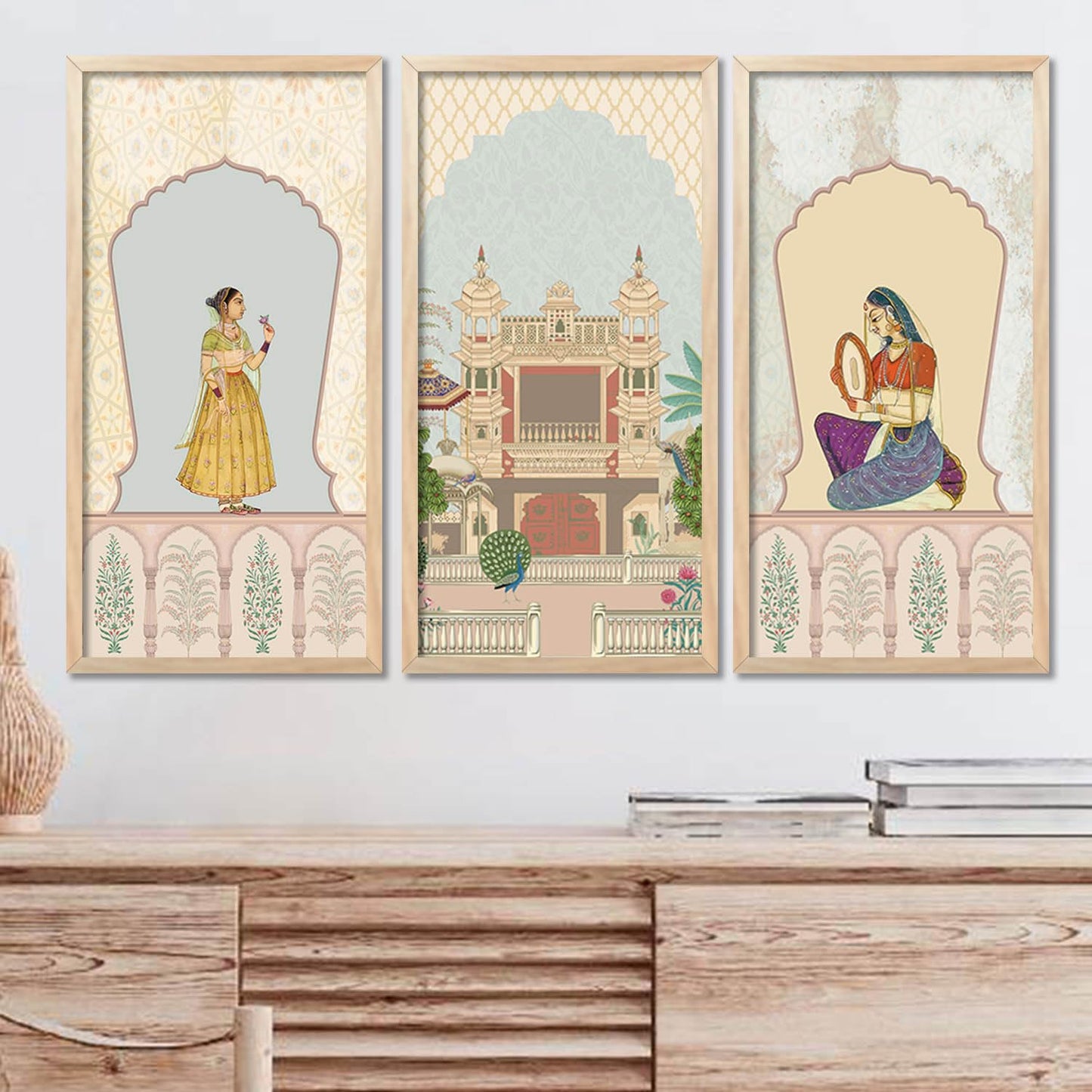 Traditional Indian Pichwai Art with Frame for Home and Office Wall Decor