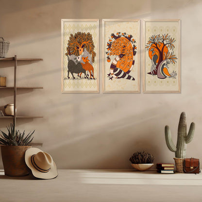 Gond Wall Art Poster with Frame for Wall Decor