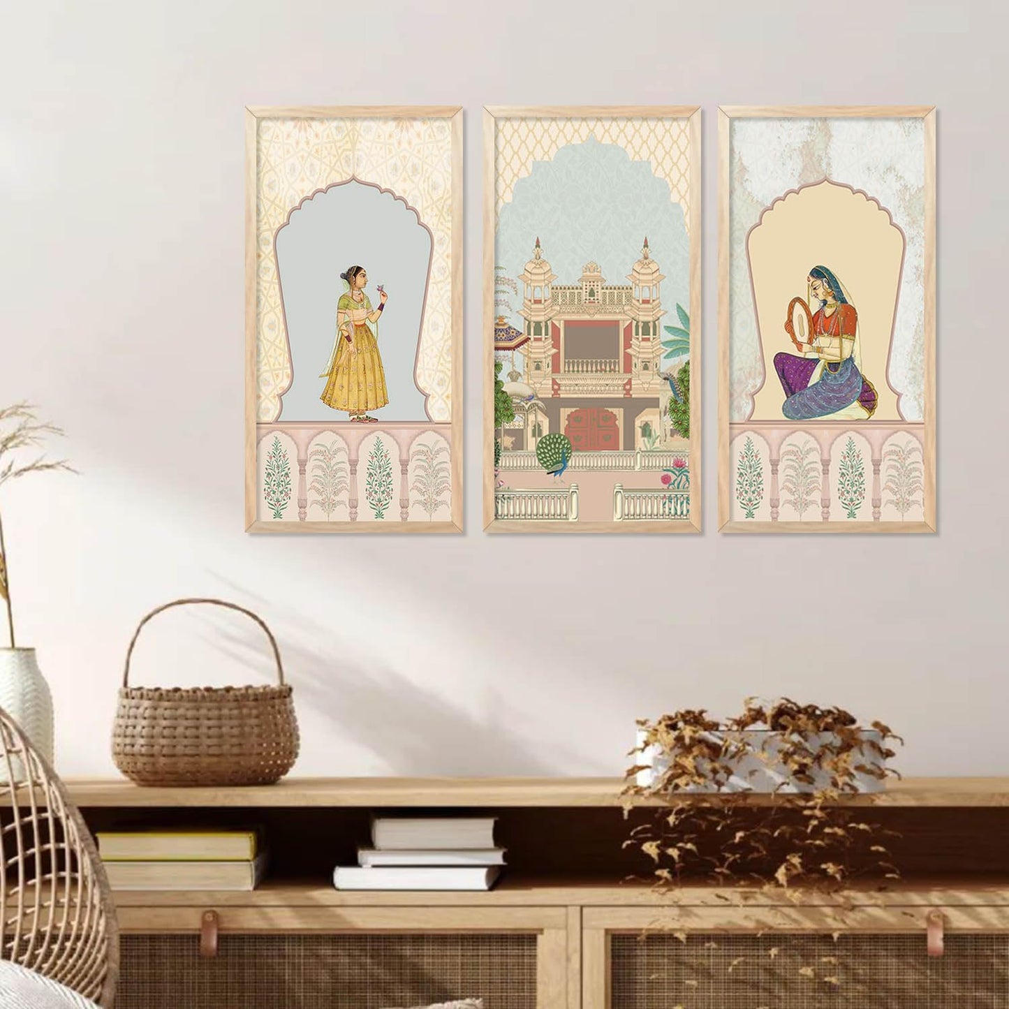 Traditional Indian Pichwai Art with Frame for Home and Office Wall Decor