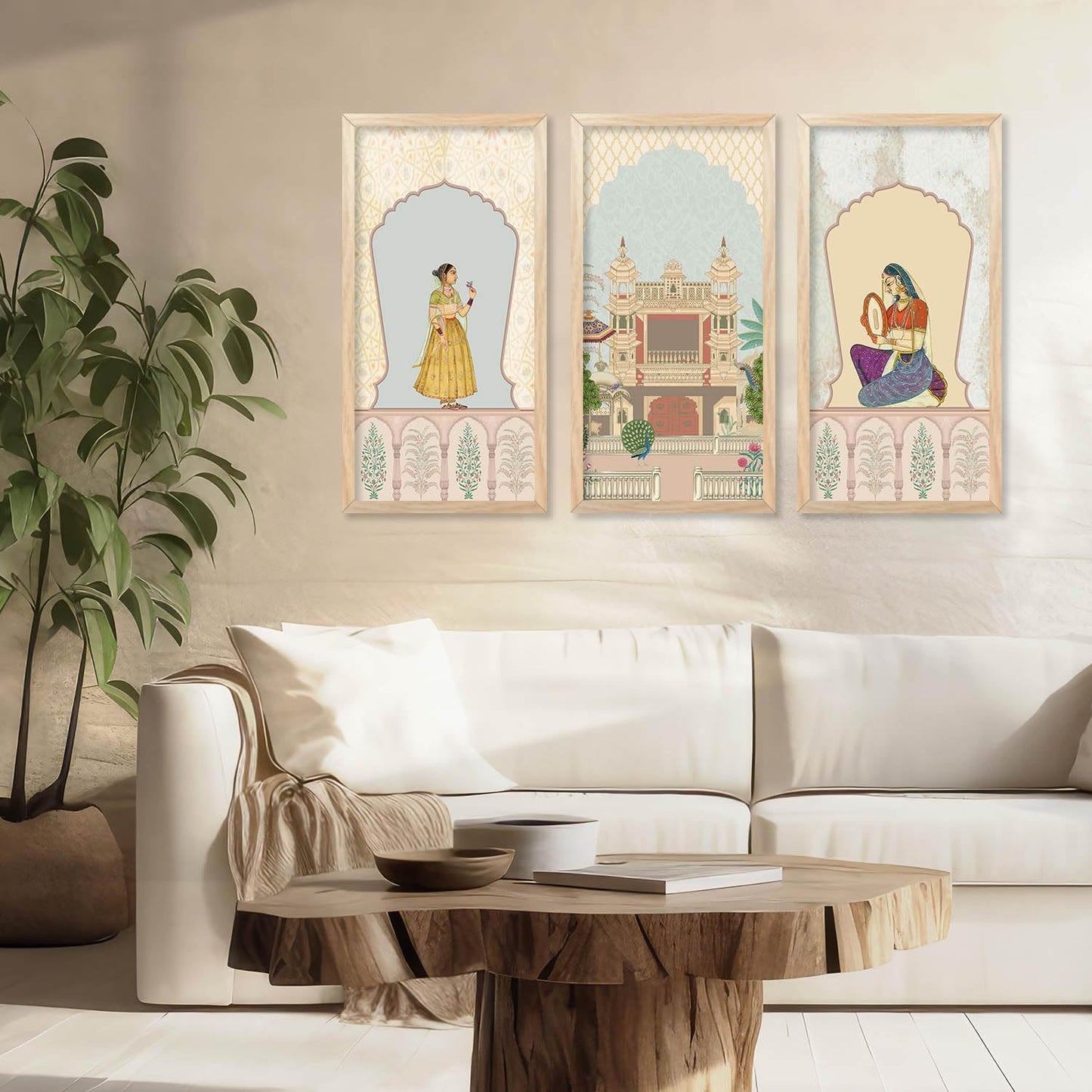 Traditional Indian Pichwai Art with Frame for Home and Office Wall Decor