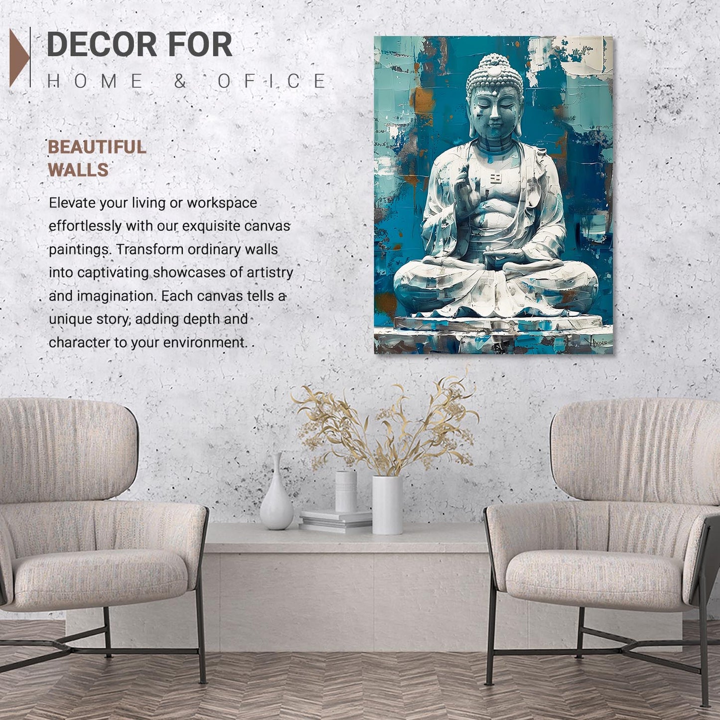 Buddha Art Canvas for Home and Office Wall Decor