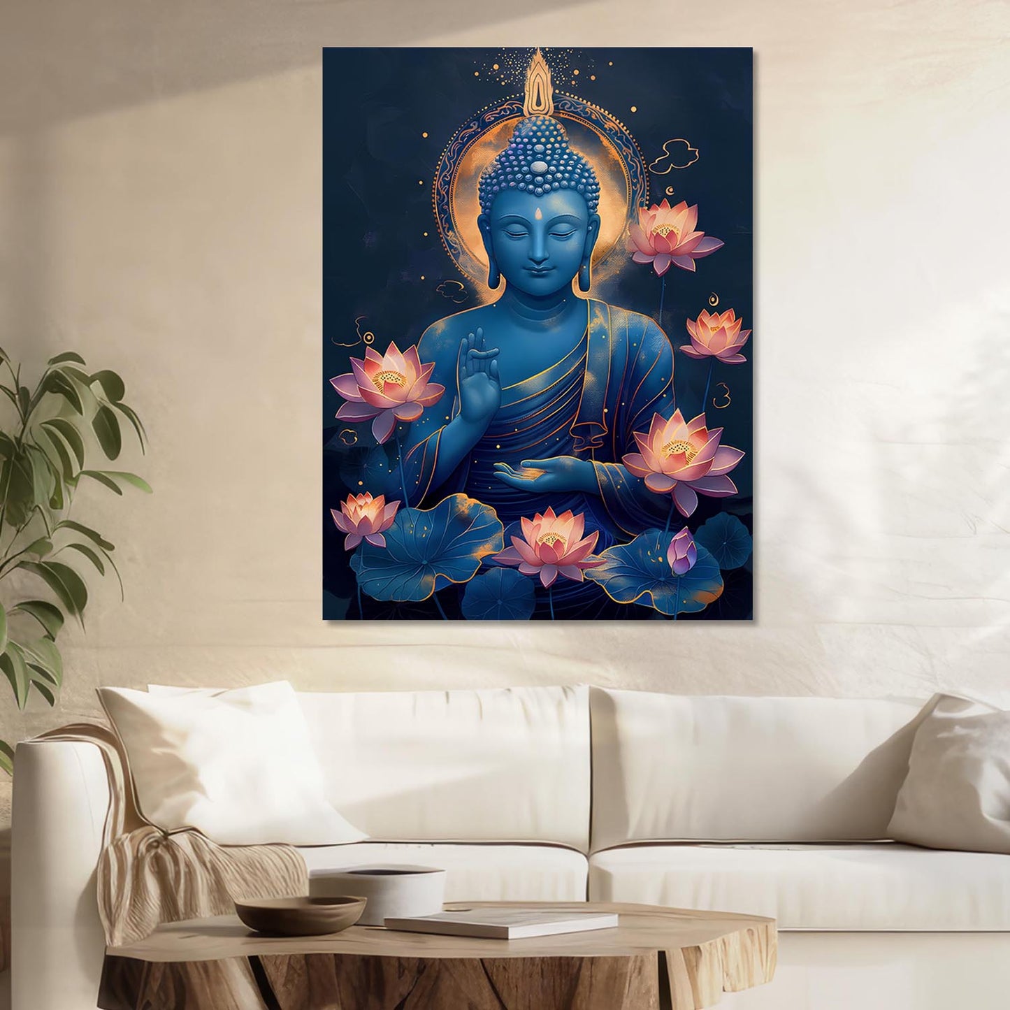 Buddha Art Canvas for Home and Office Wall Decor