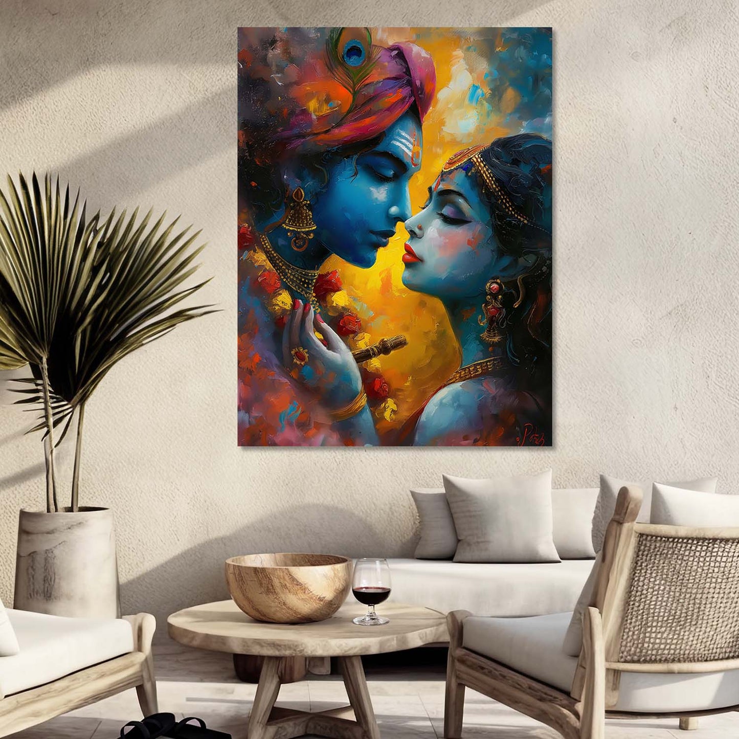 Radha Krishna Canvas Art for Home and Office Wall Decor