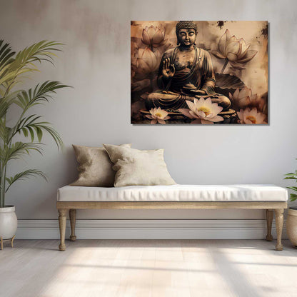 Buddha Art Canvas for Home and Office Wall Decor
