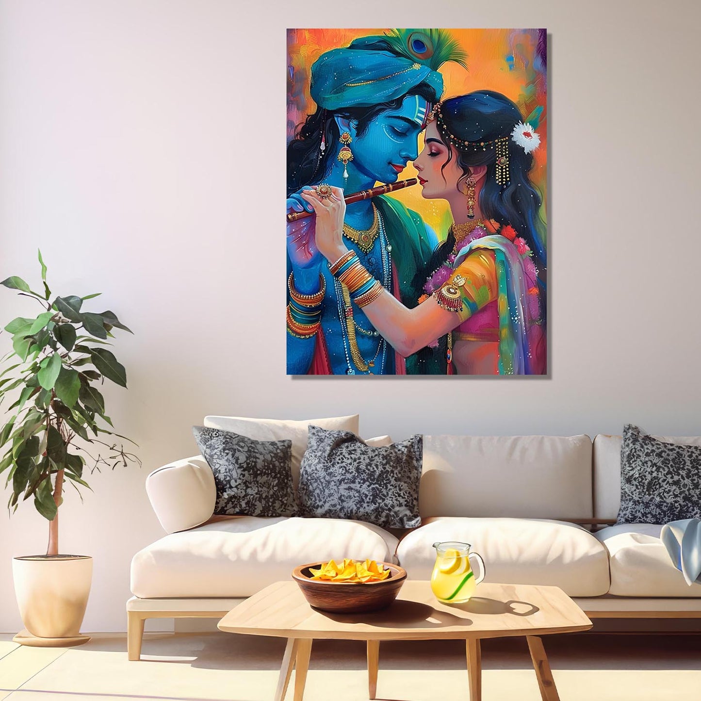 Radha Krishna Canvas Art for Home and Office Wall Decor