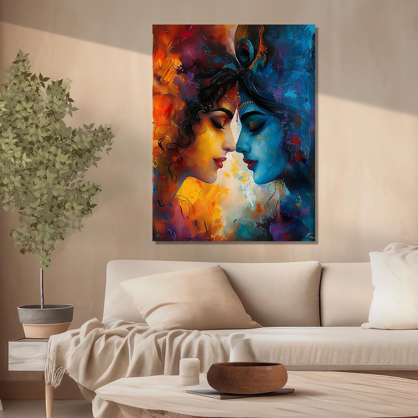 Radha Krishna Canvas Art for Home and Office Wall Decor