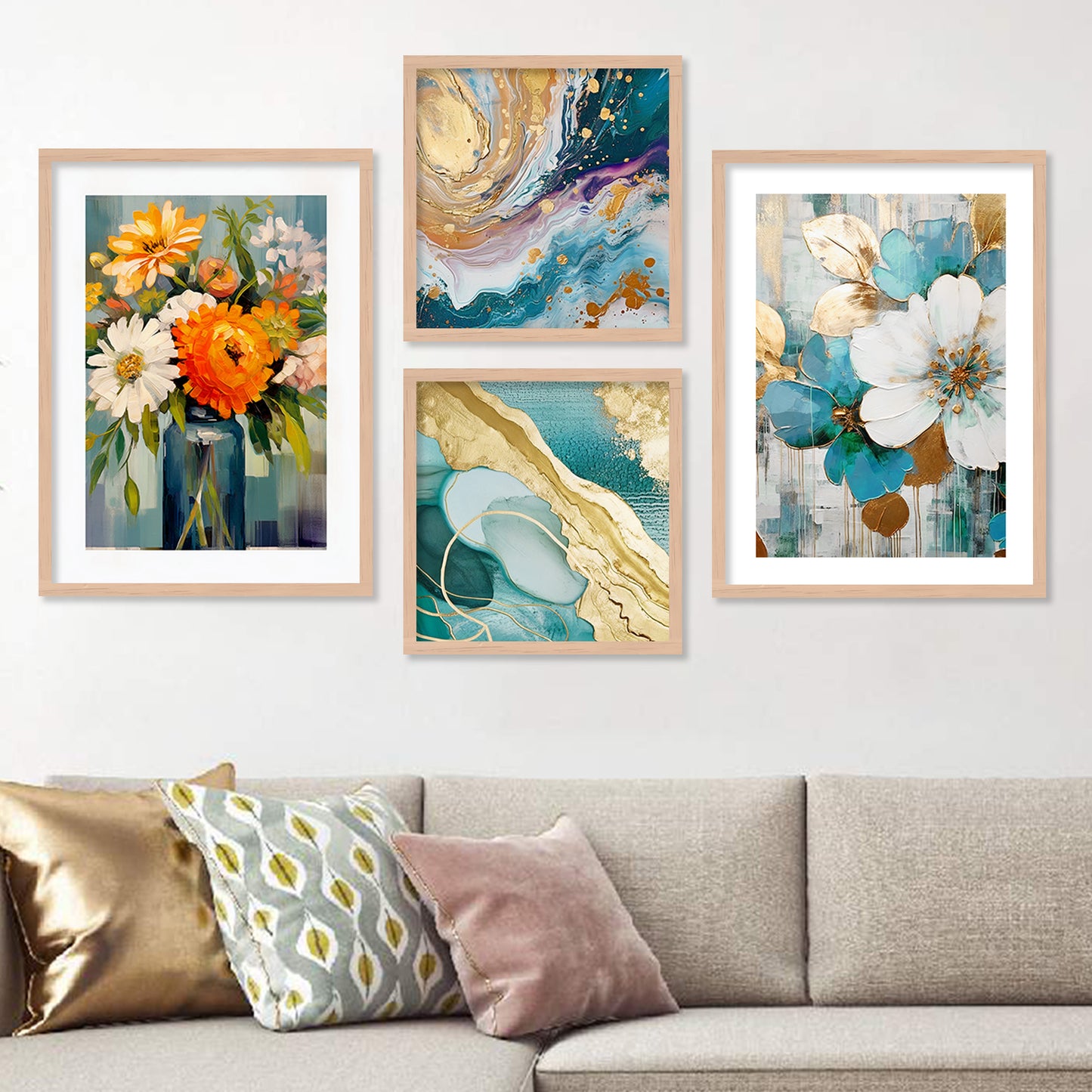 Floral Framed Painting for Wall Decor