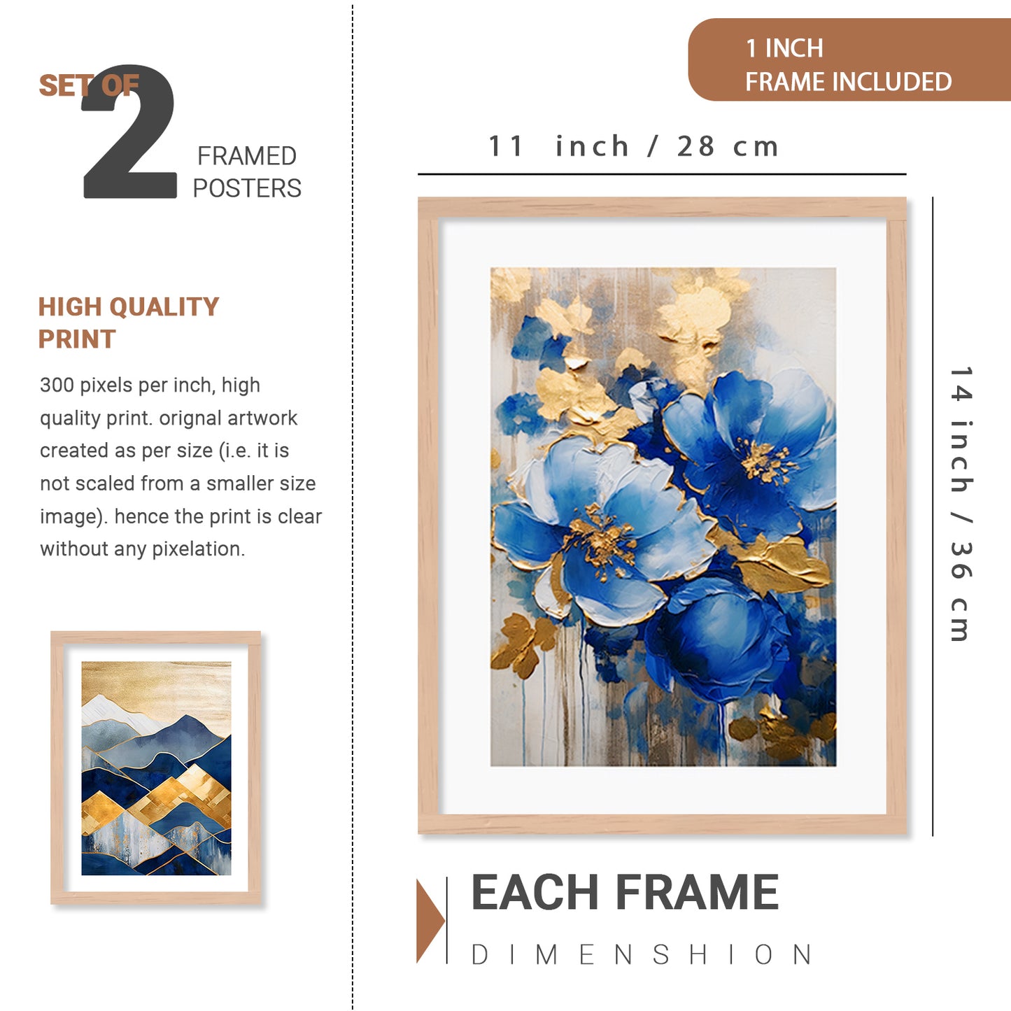 Beautiful Floral Framed Painting for Living Room Bedroom Decor