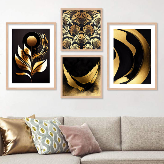 Golden Wall Decor Paintings with Frame for Home Decoration