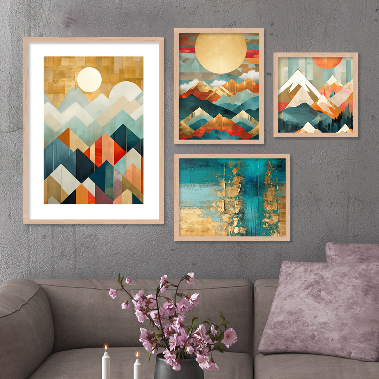 Aesthetic Modern Wall Decor Paintings with Frame for Home Decoration