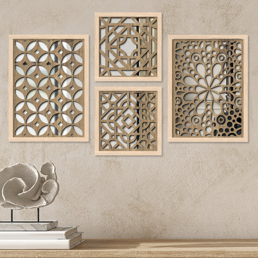 Decorative Mirror Wooden Wall Hanging for Home Decor - Wooden Jharokha Frames Mirror