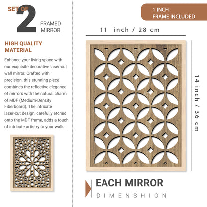Decorative Mirror Wooden Wall Hanging for Home Decor - Wooden Jharokha Frames Mirror