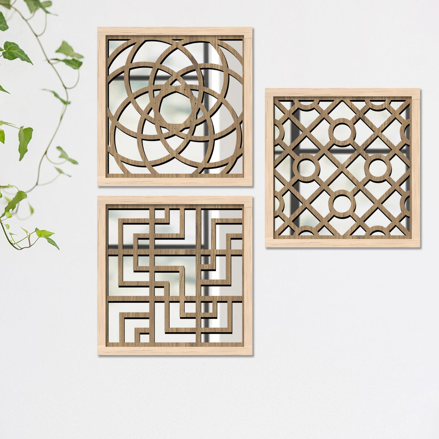 Decorative Mirror Wooden Wall Hanging for Home Decor - Wooden Jharokha Frames Mirror