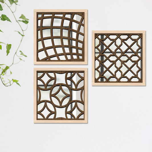 Decorative Mirror Wooden Wall Hanging for Home Decor - Wooden Jharokha Frames Mirror