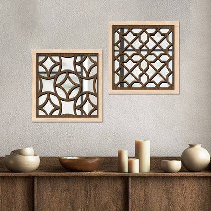 Decorative Mirror Wooden Wall Hanging for Home Decor - Wooden Jharokha Frames Mirror