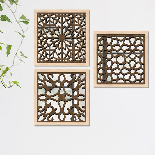 Decorative Mirror Wooden Wall Hanging for Home Decor - Wooden Jharokha Frames Mirror