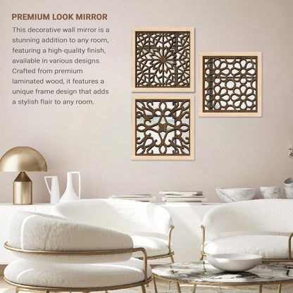 Decorative Mirror Wooden Wall Hanging for Home Decor - Wooden Jharokha Frames Mirror