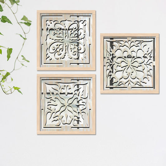 Decorative Mirror Wooden Wall Hanging for Home Decor - Wooden Jharokha Frames Mirror